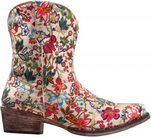 Женские ботинки ROPER Ingrid с цветочным металлическим принтом, заостренным носком, повседневные, на низком каблуке, размер 1-2 - мультицвет