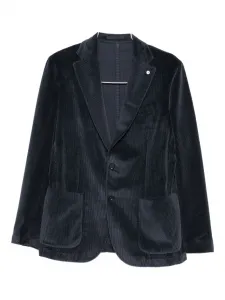 Вельветовый блейзер с накладными карманами L.B.M. 1911, синий