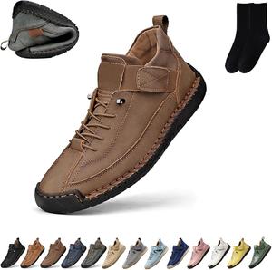 Женские ручной работы ортопедические кожаные удобные туфли, повседневные ботинки для вождения, женские уличные слипоны, ботильоны средней высоты, удобные регулируемые прогулочные туфли XYLAWAVE, Khaki