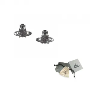 Vivienne Westwood Сережки-кулоны Brass Cubic Zircon в стиле киберпанк, прозрачные серые, в форме Сатурна, унисекс, серебристый/серый