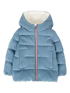 Вельветовая утепленная куртка Moncler Enfant, синий