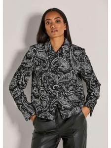 MADELEINE Современный деловой пиджак с узором «пейсли» в черно-белом цвете