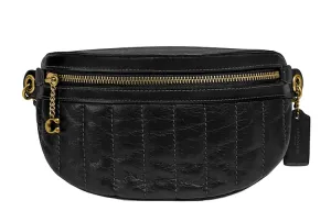 Кожаная стеганая наплечная сумка, кроссбоди, поясная сумка Trumpets для женщин черный COACH