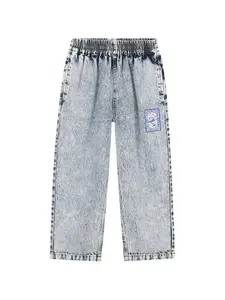 Джинсы из денима с нашивкой-логотипом Kenzo Kids, серый