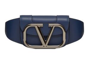 Valentino Кожаный поясной рюкзак Cow Leather Fanny Pack мужской Lake Blue