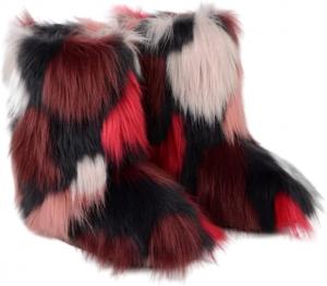 Женские разноцветные сапоги TangDao из искусственного меха, пушистые, мягкие, с округлым носком, из замши, зимние, удобные, теплые, короткие снегоступы на плоской подошве, сапоги до середины голени, для улицы и дома, Multicolour-9