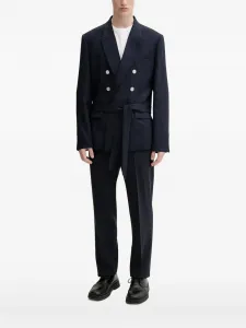 Двубортный пиджак с поясом IRO, синий