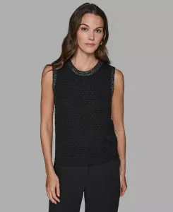 Женский вязаный свитер с фактурным узором Karl Lagerfeld Paris, черный