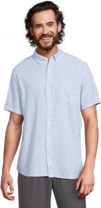 Рубашка Johnston & Murphy Short Sleeve Illusion Print Linen Shirt, синий
