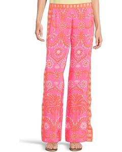 Брюки Lilly Pulitzer Vianna Silk Palazzo, цвет Sunkissed Pink Breezy Palm Engineered Pant