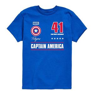 Футболка с принтом Captain America для мальчиков 8-20 Marvel, Royal Blue