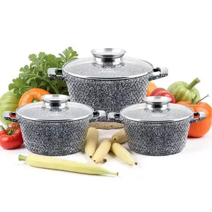 Набор посуды KlönBerg из 6 предметов | с мраморным покрытием | кастрюля | с крышкой | антипригарное покрытие | подходит для индукционных плит | идеально в качестве подарка | KB3726 Klönberg