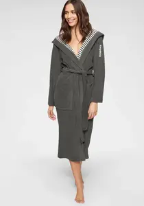 KangaROOS женский халат "Далия" (1 шт.), однотонный и в полоску внутри, халат с карманами, XS-2XL, антрацит