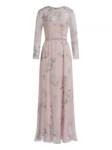 Макси-платье с цветочным принтом и поясом Alberta Ferretti, розовый