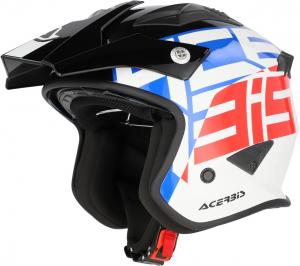 Acerbis jet aria графический реактивный шлем, White/Blue/Red