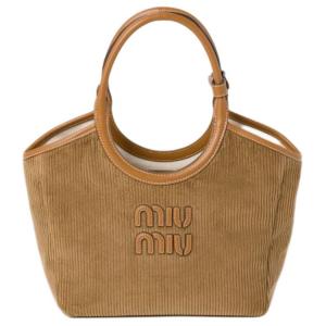 MIU MIU Тканевая сумка через плечо женская коричневая