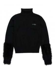Nº21 Детский водолазка с пушистыми рукавами Nº21 Kids, черный