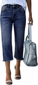 Женские джинсы капри casual mid rise с raw hem