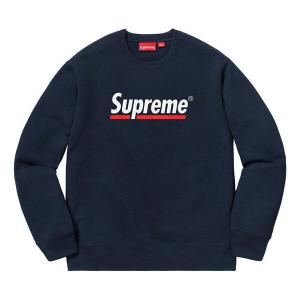 Толстовка underline crewneck 'navy white' Supreme, синий