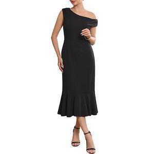 Женское вечернее платье-футляр с одним плечом и шлейфом Inspire Chic, Black