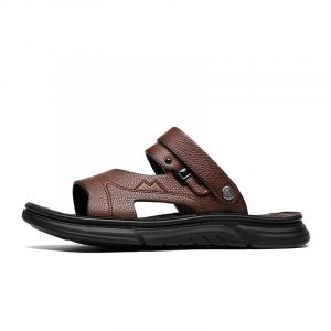 CALIFBULL Мужские пляжные сандалии Black/Brown коричневые, цвет Brown[Leather Shoe Size: Size 40 in This Model = Athletic Shoes 41]