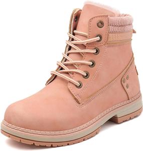 Женские зимние ботинки HiGropcore с меховой подкладкой, водонепроницаемые снежные ботинки, противоскользящие, удобные, средней высоты до икры, Pink