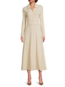 Платье-поло миди Raya из трикотажа в рубчик Area Stars, слоновая кость