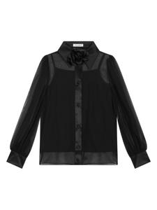 Dolce & Gabbana шелковая рубашка с цветочной аппликацией, черный