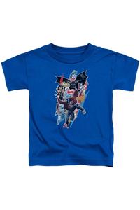 Детская футболка с коротким рукавом "Бэтмен против Супермена: Трио в рваных костюмах" Gildan, синий