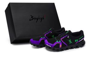 On Кроссовки Cloud 6 с низким верхом, устойчивые к истиранию, мужские, черные, фиолетово-зеленые