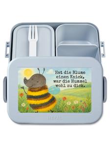 Mr. & Mrs. Panda Ланчбокс Hummel, пушистый дизайн с надписью пастельно-голубого цвета