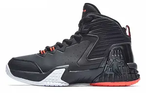 QIAODAN Мужские баскетбольные кроссовки Grinding 1 высокие черно-оранжевые