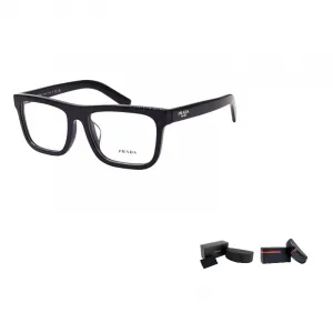 PRADA Plate Square Prescription Glasses Men's Black