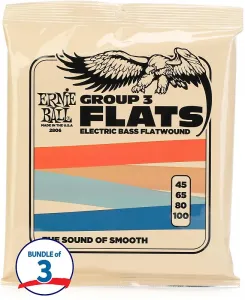 Электрогитарные струны Ernie Ball EB2806 Flatwound Group III для бас-гитары (3 шт.) - .045-.100