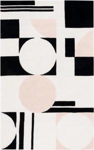 Ковер SAFAVIEH, 61 x 92 см, Rodeo Drive Collection, Blush & Black, ручной работы, мид-сенчури модерн, абстрактный, шерстяной, идеален для помещений с высокой проходимостью: прихожая, гостиная, спальня (RD856U)