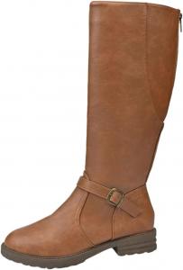 Женские сапоги с широкой голенью: ретро сапоги до колена с боковой молнией, ковбойские, зимние, теплые, для походов и фестивалей Generic, Brown