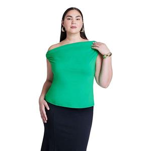 Женский топ с асимметричными рукавами, plus size Eloquii, Bright Green
