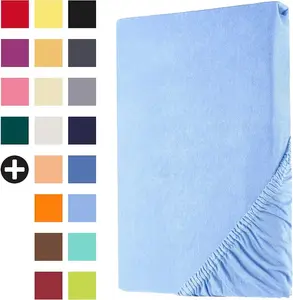 Простыня на резинке из джерси, 100% хлопок, 100 х 200 см, светло-голубая Celesta