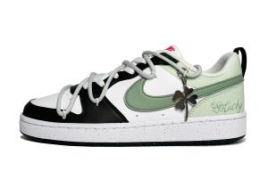 Женские скейтерские кроссовки Court Borough Four Leaf Clover с усиленным покрытием, устойчивые к истиранию, низкие, Green Nike, черный