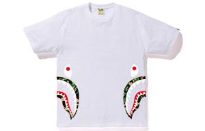 Футболка Bape Side Shark A BATHING APE, черно-зеленый камуфляж