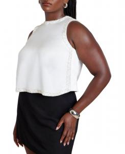 Женская рубашка свободного кроя без рукавов большого размера с декором ELOQUII, Jet stream