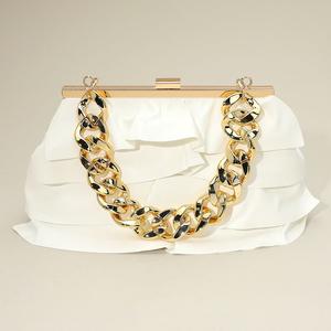 Вечерняя сумка-клатч / сумка через плечо из искусственной кожи с ремешком-цепочкой и многослойными оборками FASHNZFAB