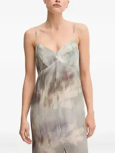 Платье макси с абстрактным принтом Sandro Ferrone, серый