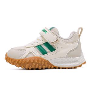 Низкие детские повседневные противоскользящие износостойкие туфли для детей 3-7 лет BOBDOG, бежевый/зеленый