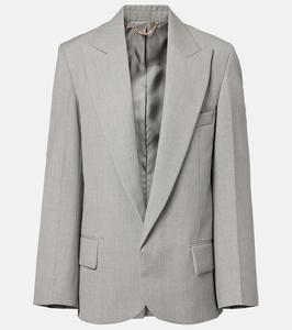 Однобортный блейзер из чистой шерсти Victoria Beckham, Light Grey Melange