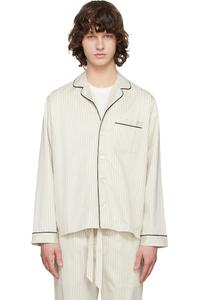 Tekla Пижамная рубашка из атласа бежевого цвета с длинными рукавами