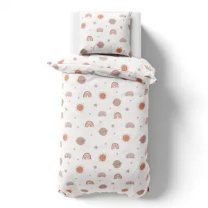 Детский комплект постельного белья Boho Dreams 135x200 + 80x80 см из 100% хлопкового перкаля, небесный комплект постельного белья с солнцем, радугой, планетами, облаками TRAUMHELDEN