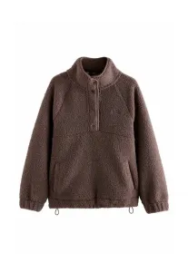 Флисовый джемпер стандартного кроя с воротником-стойкой на кнопках. Self., Brown