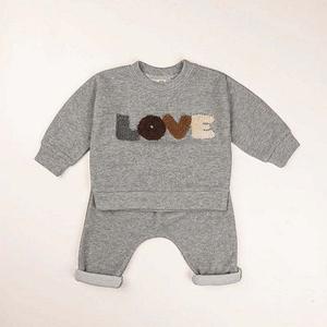 Комплект худи и брюк Love graphic для детей на День святого Валентина Mykids-Usa, Grey