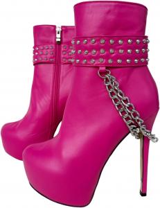 Ботильоны на высокой платформе и каблуке Frankie Hsu Stiletto, сексуальные черные с заклепками, стальной металлической цепочкой, подкладкой из искусственного меха, тонкие ботильоны, большие размеры, дизайнерская мода для женщин и мужчин